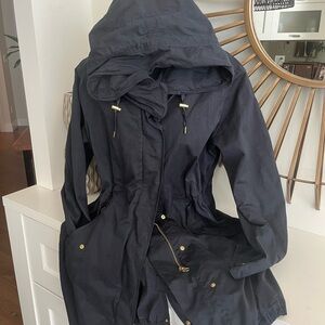 Navy Utility Rain Jacket with Hood